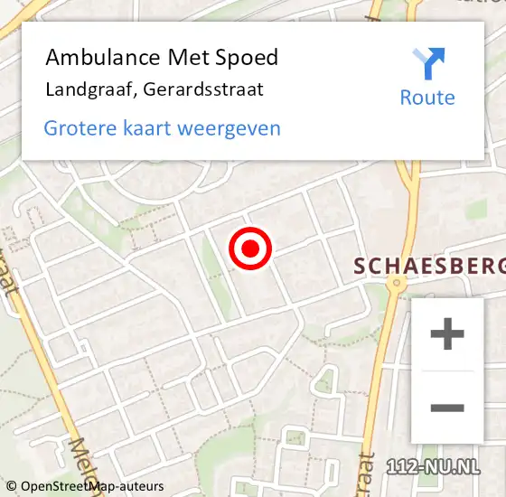 Locatie op kaart van de 112 melding: Ambulance Met Spoed Naar Landgraaf, Gerardsstraat op 29 december 2014 01:05