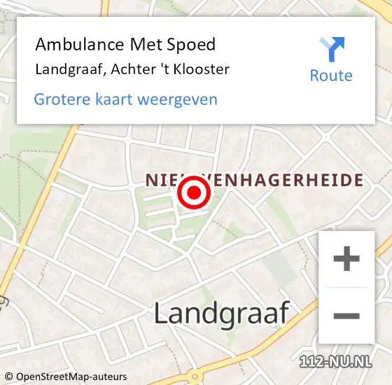 Locatie op kaart van de 112 melding: Ambulance Met Spoed Naar Landgraaf, Achter 't Klooster op 29 december 2014 02:39