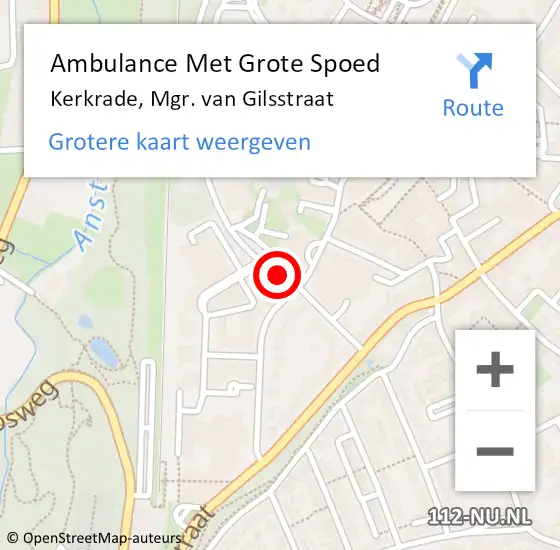 Locatie op kaart van de 112 melding: Ambulance Met Grote Spoed Naar Kerkrade, Mgr. van Gilsstraat op 29 december 2014 03:26