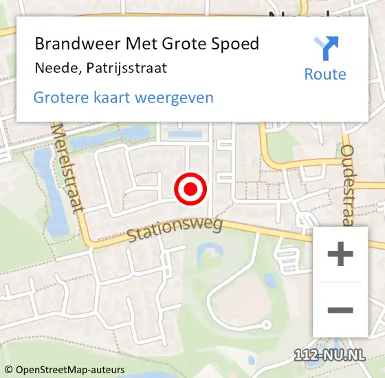 Locatie op kaart van de 112 melding: Brandweer Met Grote Spoed Naar Neede, Patrijsstraat op 29 december 2014 04:43