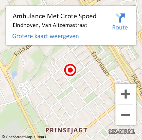 Locatie op kaart van de 112 melding: Ambulance Met Grote Spoed Naar Eindhoven, Van Aitzemastraat op 29 december 2014 05:58