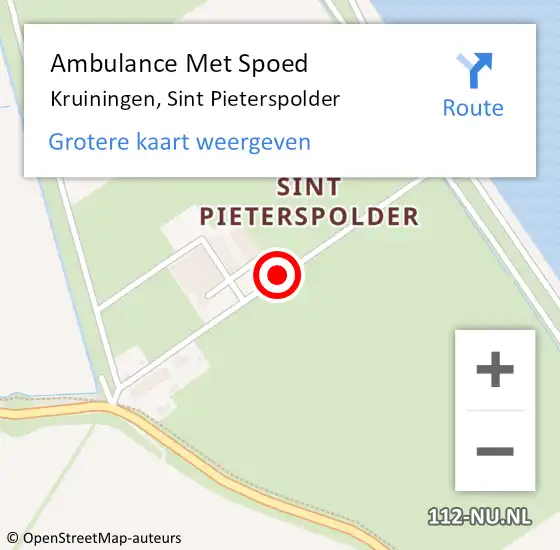 Locatie op kaart van de 112 melding: Ambulance Met Spoed Naar Kruiningen, Sint Pieterspolder op 29 december 2014 06:03