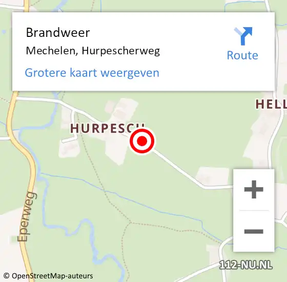 Locatie op kaart van de 112 melding: Brandweer Mechelen, Hurpescherweg op 29 december 2014 06:07