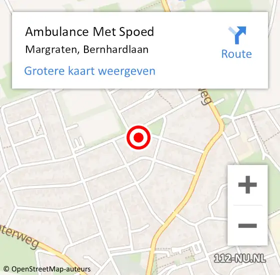 Locatie op kaart van de 112 melding: Ambulance Met Spoed Naar Margraten, Bernhardlaan op 29 december 2014 07:56