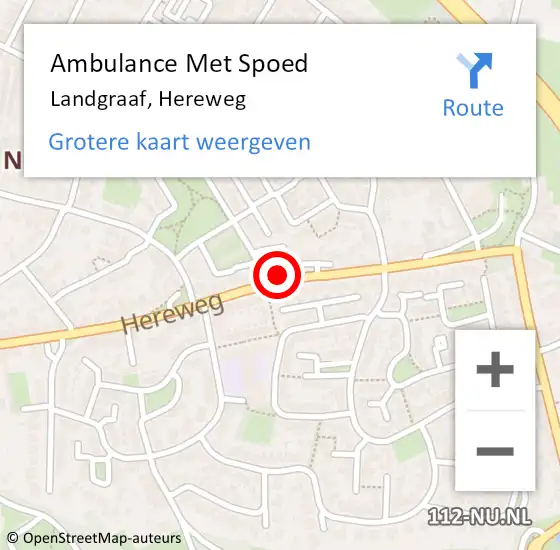 Locatie op kaart van de 112 melding: Ambulance Met Spoed Naar Landgraaf, Hereweg op 29 december 2014 08:02