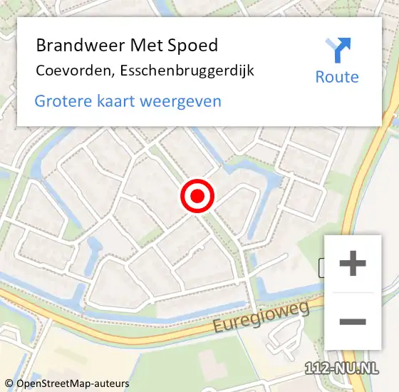 Locatie op kaart van de 112 melding: Brandweer Met Spoed Naar Coevorden, Esschenbruggerdijk op 29 december 2014 08:23