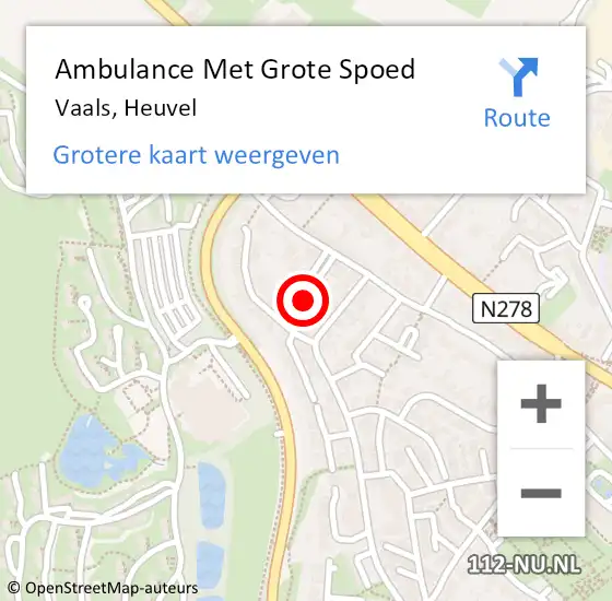 Locatie op kaart van de 112 melding: Ambulance Met Grote Spoed Naar Vaals, Heuvel op 29 december 2014 08:53