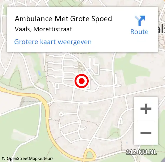 Locatie op kaart van de 112 melding: Ambulance Met Grote Spoed Naar Vaals, Morettistraat op 29 december 2014 09:17