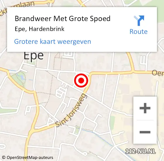 Locatie op kaart van de 112 melding: Brandweer Met Grote Spoed Naar Epe, Hardenbrink op 29 december 2014 09:17