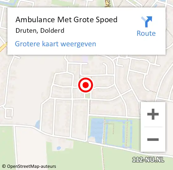 Locatie op kaart van de 112 melding: Ambulance Met Grote Spoed Naar Druten, Dolderd op 29 december 2014 09:30