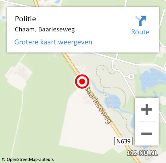 Locatie op kaart van de 112 melding: Politie Chaam, Baarleseweg op 25 oktober 2013 20:18