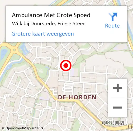 Locatie op kaart van de 112 melding: Ambulance Met Grote Spoed Naar Wijk bij Duurstede, Friese Steen op 29 december 2014 09:59