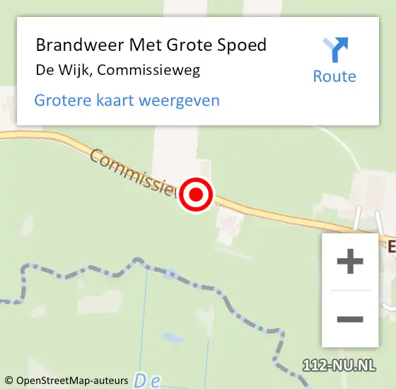 Locatie op kaart van de 112 melding: Brandweer Met Grote Spoed Naar De Wijk, Commissieweg op 29 december 2014 10:02