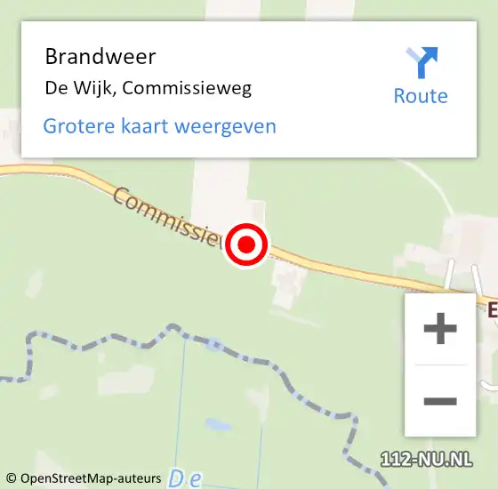 Locatie op kaart van de 112 melding: Brandweer De Wijk, Commissieweg op 29 december 2014 10:05