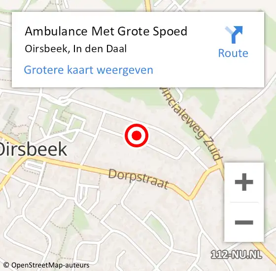 Locatie op kaart van de 112 melding: Ambulance Met Grote Spoed Naar Oirsbeek, In den Daal op 29 december 2014 10:06