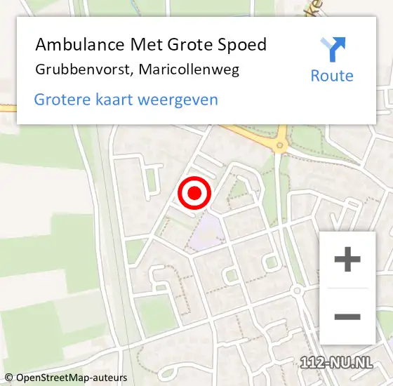 Locatie op kaart van de 112 melding: Ambulance Met Grote Spoed Naar Grubbenvorst, Maricollenweg op 29 december 2014 10:20