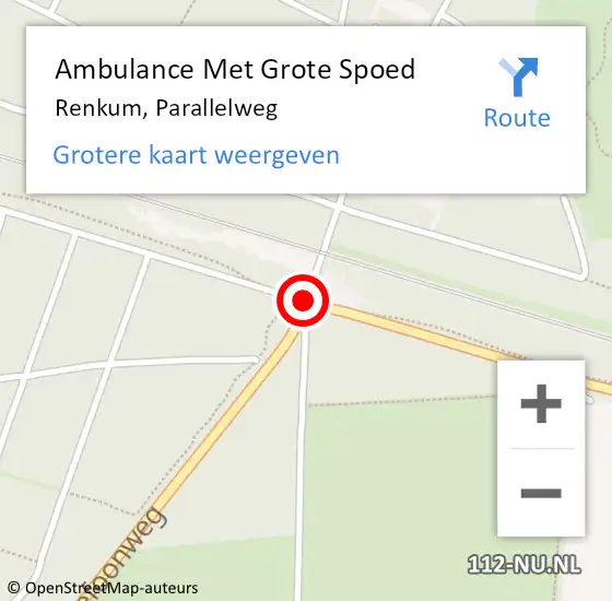 Locatie op kaart van de 112 melding: Ambulance Met Grote Spoed Naar Renkum, Parallelweg op 29 december 2014 10:30