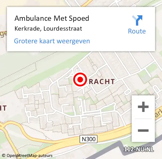 Locatie op kaart van de 112 melding: Ambulance Met Spoed Naar Kerkrade, Lourdesstraat op 29 december 2014 10:33