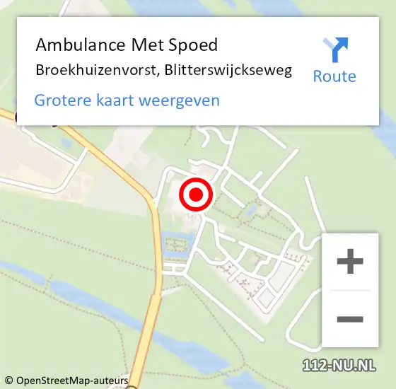 Locatie op kaart van de 112 melding: Ambulance Met Spoed Naar Broekhuizenvorst, Blitterswijckseweg op 29 december 2014 10:47