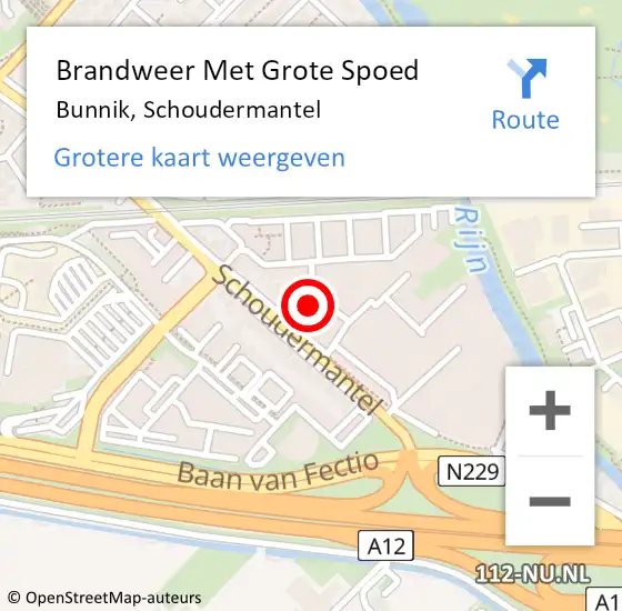 Locatie op kaart van de 112 melding: Brandweer Met Grote Spoed Naar Bunnik, Schoudermantel op 29 december 2014 11:05