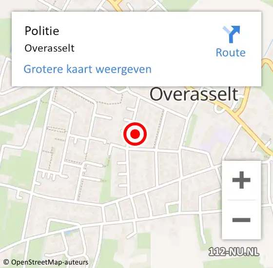 Locatie op kaart van de 112 melding: Politie Heumen, Overasseltseweg op 29 december 2014 11:42