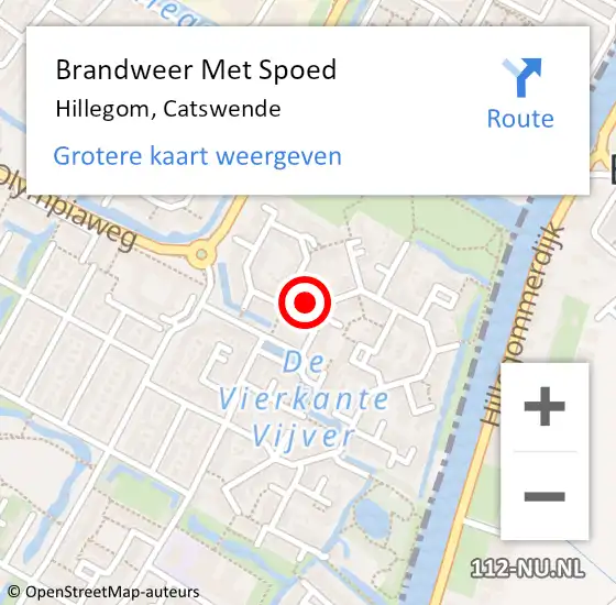 Locatie op kaart van de 112 melding: Brandweer Met Spoed Naar Hillegom, Catswende op 29 december 2014 11:54