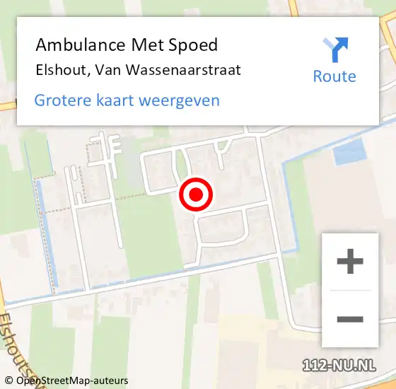 Locatie op kaart van de 112 melding: Ambulance Met Spoed Naar Elshout, Van Wassenaarstraat op 29 december 2014 12:08