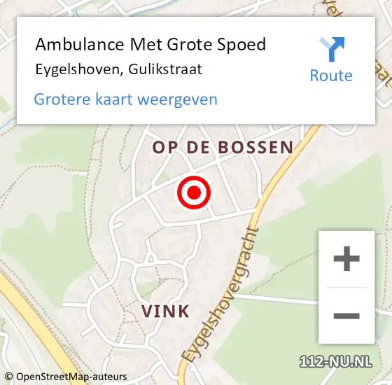 Locatie op kaart van de 112 melding: Ambulance Met Grote Spoed Naar Eygelshoven, Gulikstraat op 29 december 2014 12:54