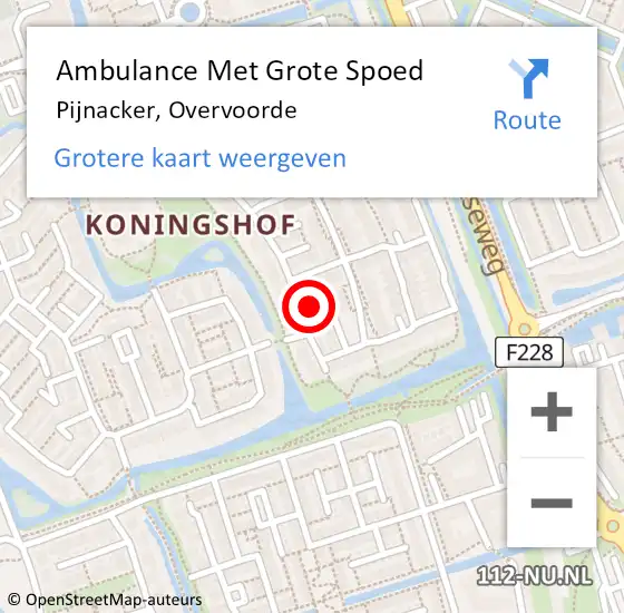 Locatie op kaart van de 112 melding: Ambulance Met Grote Spoed Naar Pijnacker, Overvoorde op 29 december 2014 13:50