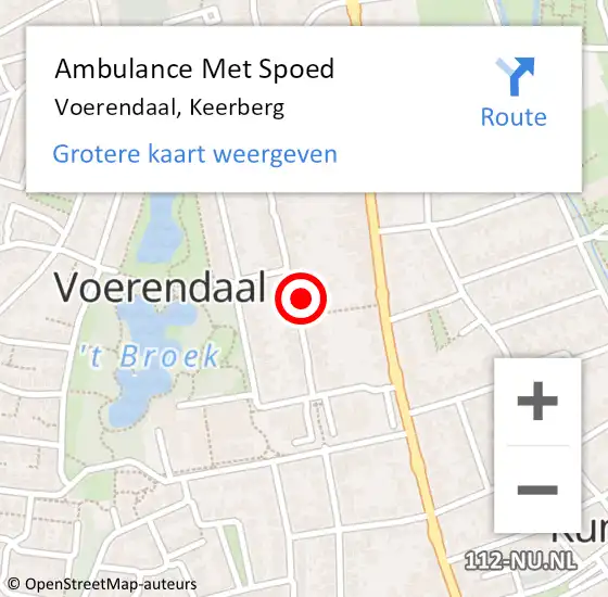 Locatie op kaart van de 112 melding: Ambulance Met Spoed Naar Voerendaal, Keerberg op 29 december 2014 14:18