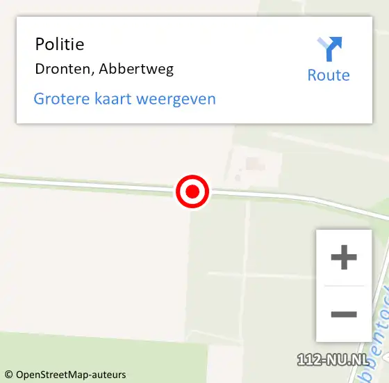 Locatie op kaart van de 112 melding: Politie Dronten, Abbertweg op 29 december 2014 14:30