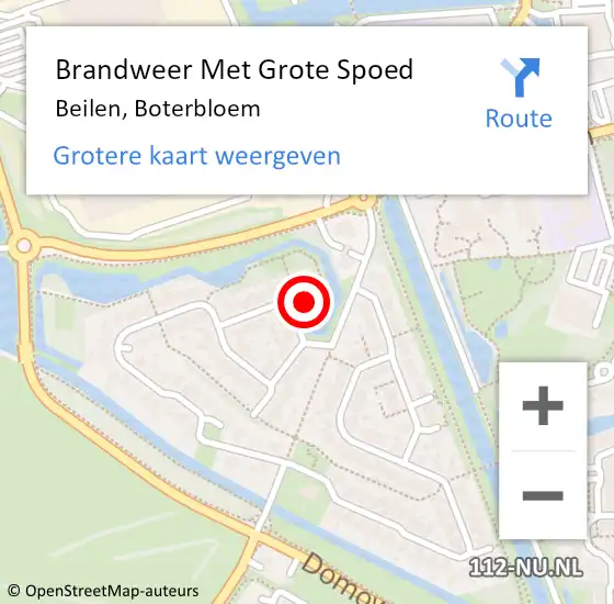 Locatie op kaart van de 112 melding: Brandweer Met Grote Spoed Naar Beilen, Boterbloem op 29 december 2014 14:39