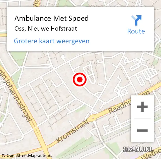 Locatie op kaart van de 112 melding: Ambulance Met Spoed Naar Oss, Nieuwe Hofstraat op 29 december 2014 15:12