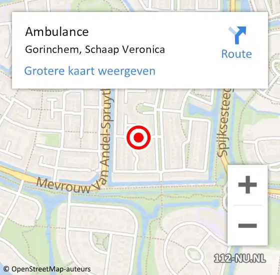 Locatie op kaart van de 112 melding: Ambulance Gorinchem, Schaap Veronica op 29 december 2014 16:25