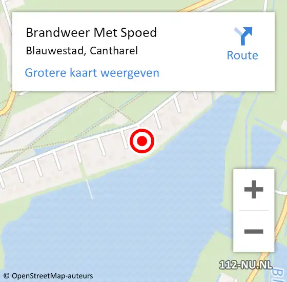Locatie op kaart van de 112 melding: Brandweer Met Spoed Naar Blauwestad, Cantharel op 29 december 2014 16:26