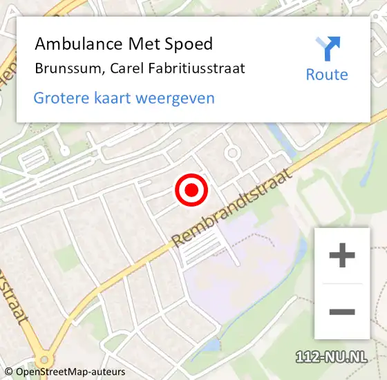 Locatie op kaart van de 112 melding: Ambulance Met Spoed Naar Brunssum, Carel Fabritiusstraat op 25 oktober 2013 21:13