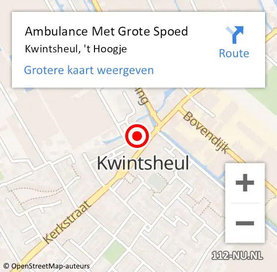 Locatie op kaart van de 112 melding: Ambulance Met Grote Spoed Naar Kwintsheul, 't Hoogje op 29 december 2014 16:45