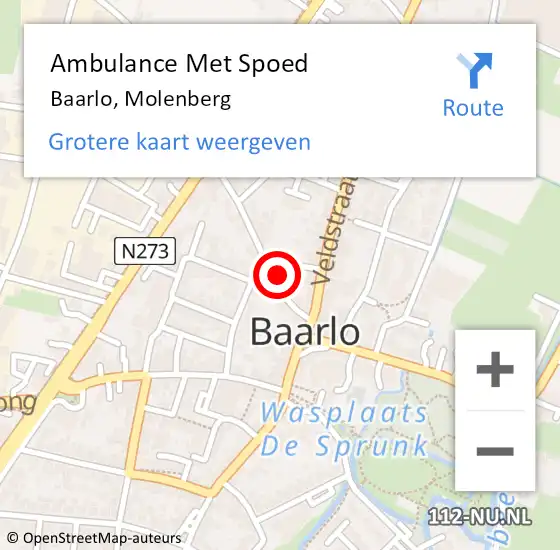 Locatie op kaart van de 112 melding: Ambulance Met Spoed Naar Baarlo, Molenberg op 29 december 2014 17:29