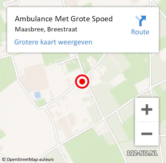 Locatie op kaart van de 112 melding: Ambulance Met Grote Spoed Naar Maasbree, Breestraat op 29 december 2014 18:50