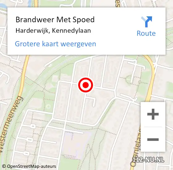 Locatie op kaart van de 112 melding: Brandweer Met Spoed Naar Harderwijk, Kennedylaan op 29 december 2014 19:09