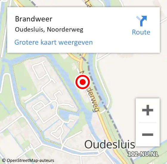 Locatie op kaart van de 112 melding: Brandweer Oudesluis, Noorderweg op 29 december 2014 19:11