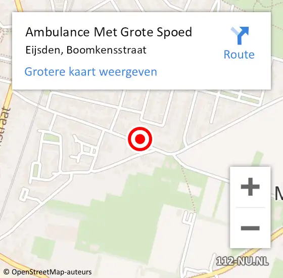 Locatie op kaart van de 112 melding: Ambulance Met Grote Spoed Naar Eijsden, Boomkensstraat op 29 december 2014 19:22