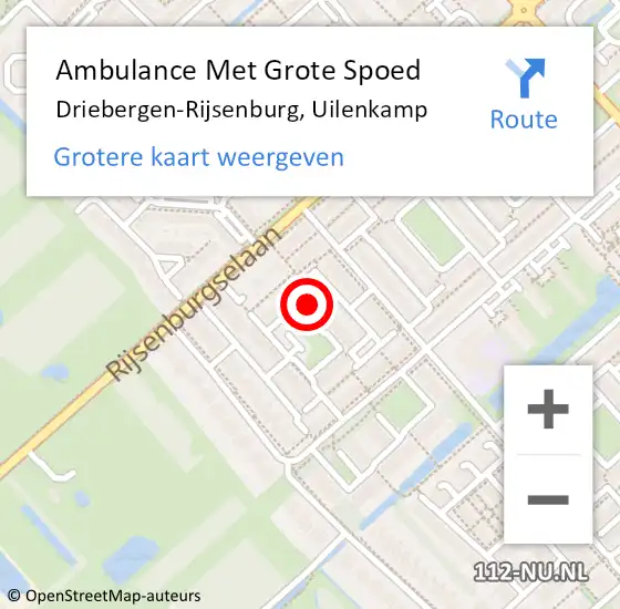 Locatie op kaart van de 112 melding: Ambulance Met Grote Spoed Naar Driebergen-Rijsenburg, Uilenkamp op 29 december 2014 19:23