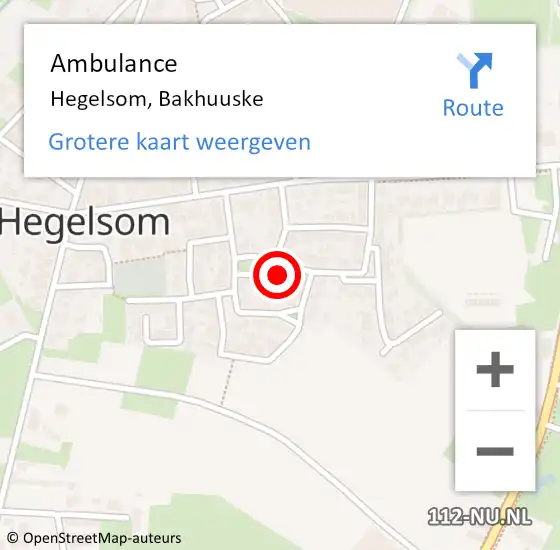 Locatie op kaart van de 112 melding: Ambulance Hegelsom, Bakhuuske op 29 december 2014 20:11