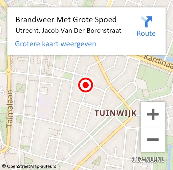 Locatie op kaart van de 112 melding: Brandweer Met Grote Spoed Naar Utrecht, Jacob Van Der Borchstraat op 25 oktober 2013 21:44