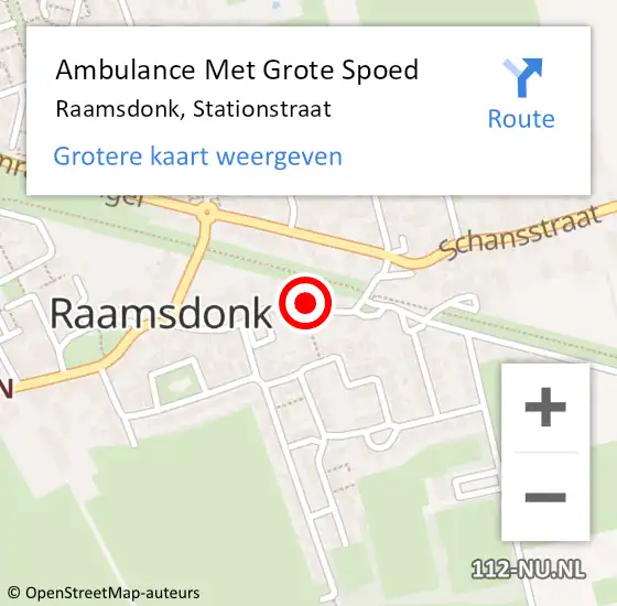 Locatie op kaart van de 112 melding: Ambulance Met Grote Spoed Naar Raamsdonk, Stationstraat op 29 december 2014 20:21