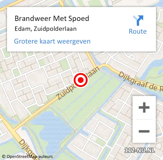 Locatie op kaart van de 112 melding: Brandweer Met Spoed Naar Edam, Zuidpolderlaan op 25 oktober 2013 21:44