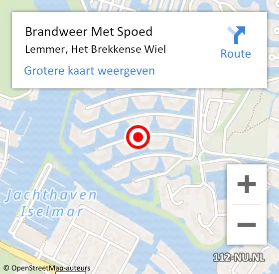 Locatie op kaart van de 112 melding: Brandweer Met Spoed Naar Lemmer, Het Brekkense Wiel op 29 december 2014 20:26