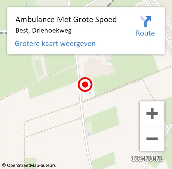 Locatie op kaart van de 112 melding: Ambulance Met Grote Spoed Naar Best, Driehoekweg op 29 december 2014 20:49