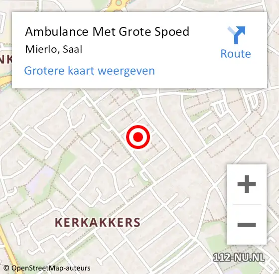 Locatie op kaart van de 112 melding: Ambulance Met Grote Spoed Naar Mierlo, Saal op 29 december 2014 21:24